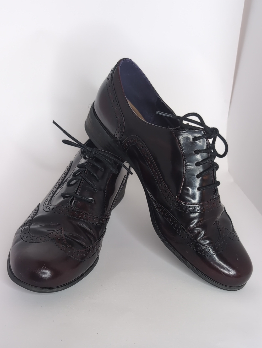 Wingtip Oxford Leather Dress Shoes - Dark Brown